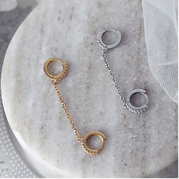 Double Hoop Chain Earrings - Picture 6 of 11